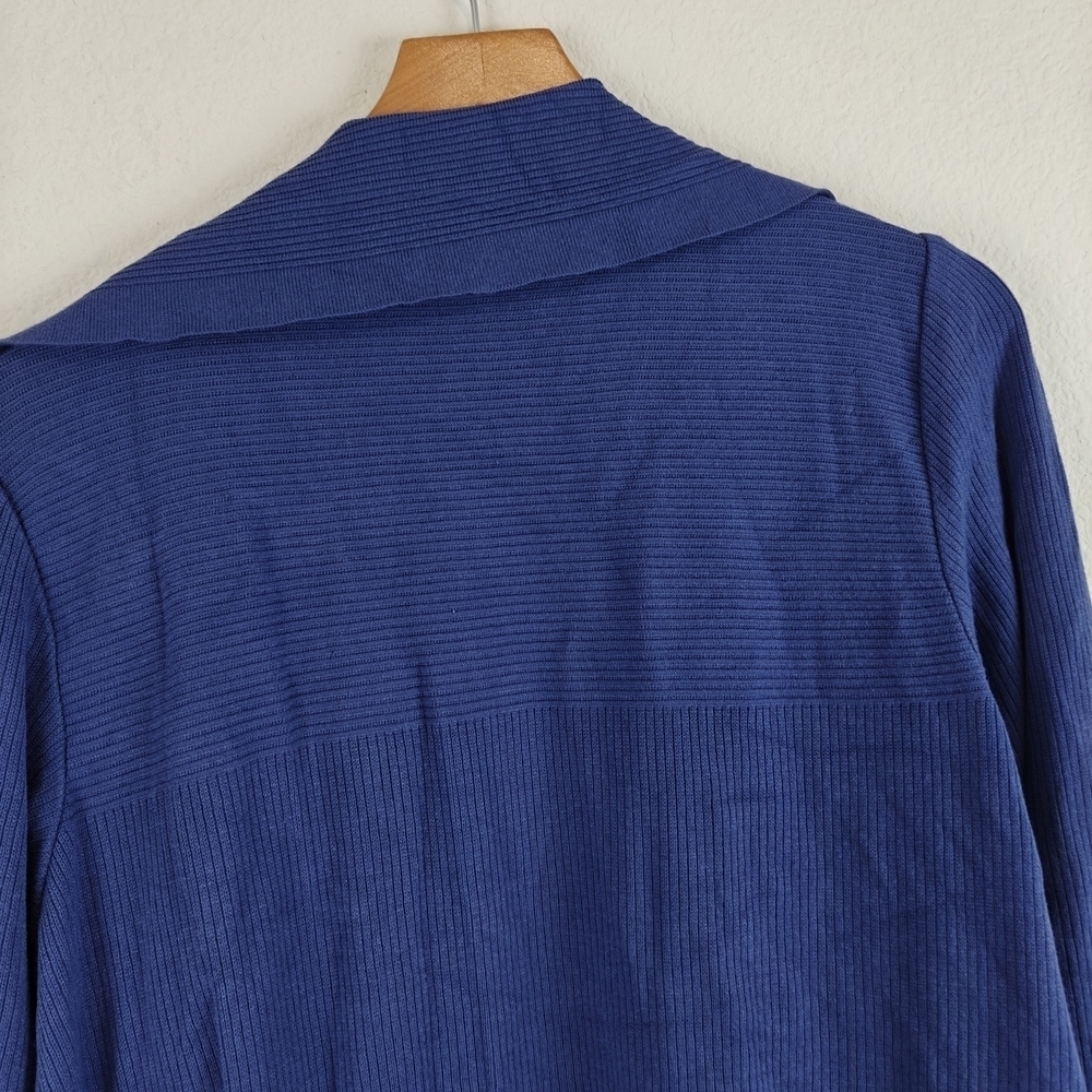 MISOOK Textured Relaxed Ribbed Recycled Knit Duster Cardigan In Blue Size Small - Picture 15 of 15